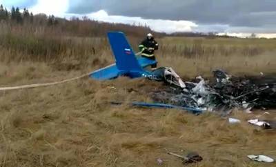СК показал видео момента крушения самолета в Подмосковье