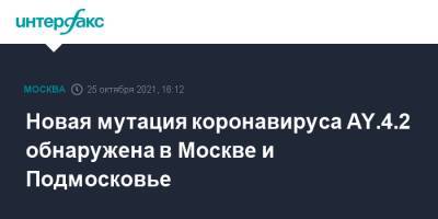 Новая мутация коронавируса AY.4.2 обнаружена в Москве и Подмосковье