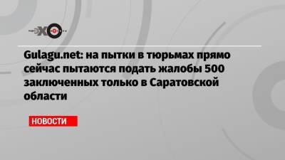 Gulagu.net: на пытки в тюрьмах прямо сейчас пытаются подать жалобы 500 заключенных только в Саратовской области