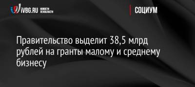 Правительство выделит 38,5 млрд рублей на гранты малому и среднему бизнесу