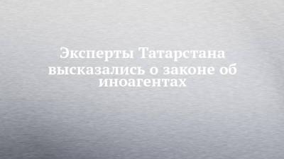 Эксперты Татарстана высказались о законе об иноагентах