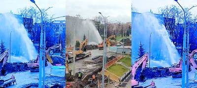 Рабочие при строительстве магистрали в Петрозаводске случайно открыли фонтан у мэрии (ФОТО)