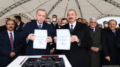 Алиев и Эрдоган заложили фундамент дороги «в рамках Зангезурского коридора»