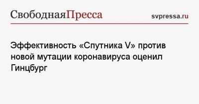 Эффективность «Спутника V» против новой мутации коронавируса оценил Гинцбург