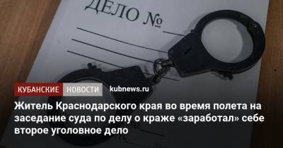 Житель Краснодарского края во время полета на заседание суда по делу о краже «заработал» себе второе уголовное дело