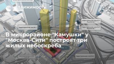 В микрорайоне "Камушки" у "Москва-Сити" построят три жилых небоскреба