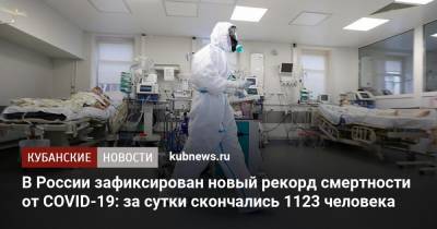 В России зафиксирован новый рекорд смертности от COVID-19: за сутки скончались 1123 человека