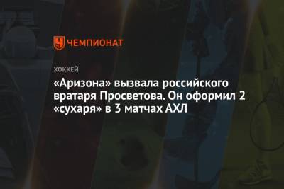 «Аризона» вызвала российского вратаря Просветова. Он оформил 2 «сухаря» в 3 матчах АХЛ