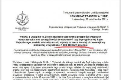 «Зазеркалье»: Суд ЕС постановил штрафовать Варшаву по € 1 млн ежедневно