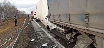 Под Челябинском водитель грузовика погиб, въехав в стоящий на М5 большегруз