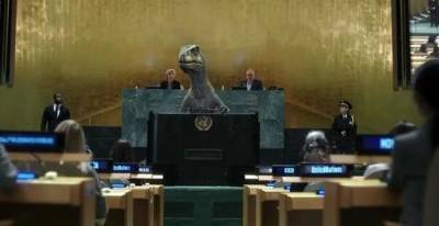 Динозавр выступил в ООН с климатической повесткой