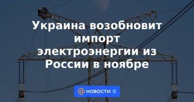 Украина возобновит импорт электроэнергии из России в ноябре