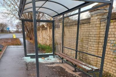 В Тверской области хулиганы разбили все стекла новой остановки