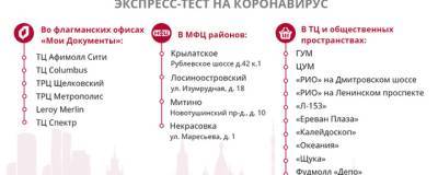 В Москве открыли 20 новых точек экспресс-тестирования на COVID-19