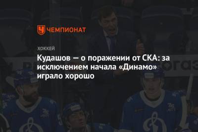 Кудашов — о поражении от СКА: за исключением начала «Динамо» играло хорошо
