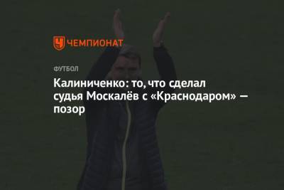 Калиниченко: то, что сделал судья Москалёв с «Краснодаром» — позор