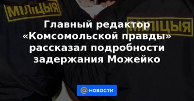 Главный редактор «Комсомольской правды» рассказал подробности задержания Можейко