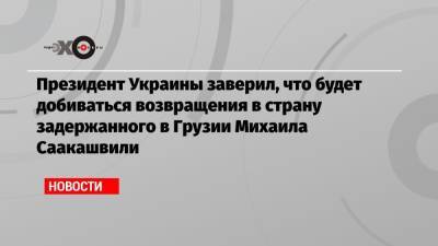 Президент Украины заверил, что будет добиваться возвращения в страну задержанного в Грузии Михаила Саакашвили