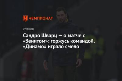 Сандро Шварц — о матче с «Зенитом»: горжусь командой, «Динамо» играло смело
