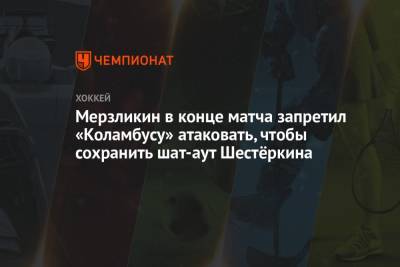 Мерзликин в конце матча запретил «Коламбусу» атаковать, чтобы сохранить шат-аут Шестёркина