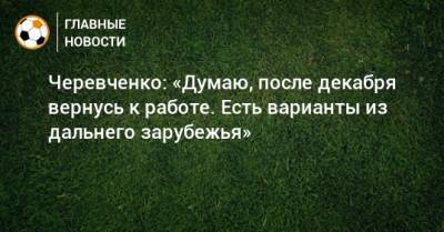 Черевченко: «Думаю, после декабря вернусь к работе. Есть варианты из дальнего зарубежья»