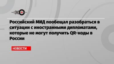 Российский МИД пообещал разобраться в ситуации с иностранными дипломатами, которые не могут получить QR-коды в России