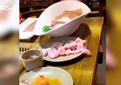 В ресторане кусок сырого мяса зашевелился и «сбежал» из тарелки: видео
