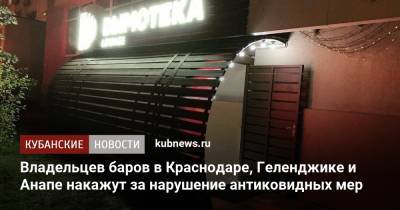 Владельцев баров в Краснодаре, Геленджике и Анапе накажут за нарушение антиковидных мер