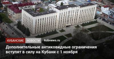 Дополнительные антиковидные ограничения вступят в силу на Кубани с 1 ноября