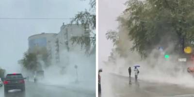 Из-за дефекта теплотрассы улицу Титова в Новосибирске залило горячей водой