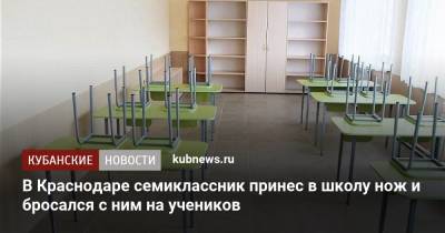В Краснодаре семиклассник принес в школу нож и бросался с ним на учеников