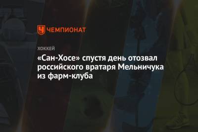 «Сан-Хосе» спустя день отозвал российского вратаря Мельничука из фарм-клуба