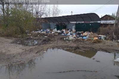 Свалка образовалась в одном из дворов Читы из-за лужи — мусоровоз не может подъехать