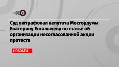 Cуд оштрафовал депутата Мосгордумы Екатерину Енгалычеву по статье об организации несогласованной акции протеста