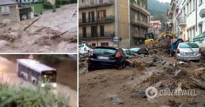 Наводнение в Италии - Лигурия: из-за мощных ливней приостановили местные выборы. Видео