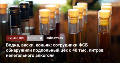 Водка, виски, коньяк: сотрудники ФСБ обнаружили подпольный цех с 40 тыс. литров нелегального алкоголя