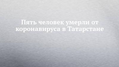 Пять человек умерли от коронавируса в Татарстане