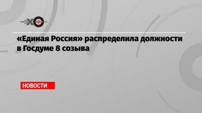 «Единая Россия» распределила должности в Госдуме 8 созыва