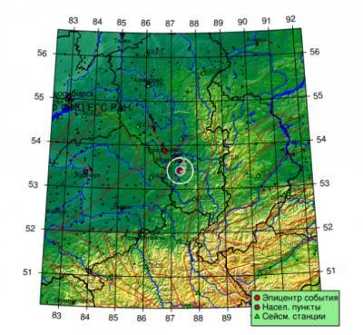 В Новокузнецком районе Кузбасса произошло землетрясение магнитудой 2,3