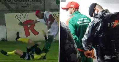 В Бразилии футболист чуть не убил судью во время матча (видео)