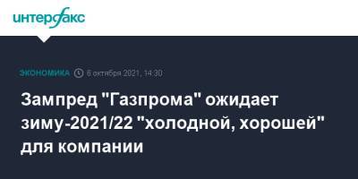 Виталий Маркелов - Зампред "Газпрома" ожидает зиму-2021/22 "холодной, хорошей" для компании - interfax.ru - Москва