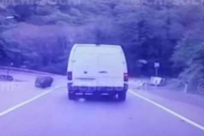 Автомобиль попал под камнепад в Сочи
