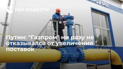 Путин: "Газпром" ни разу не отказывался от увеличения поставок газа, если поступали заявки