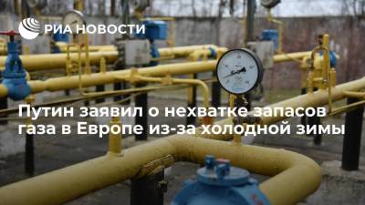 Путин заявил о нехватке запасов газа в европейских хранилищах из-за холодной зимы