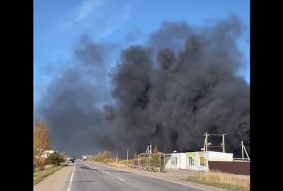 Видео: плотный и черный дым накрыл деревню Аннолово в Тосненоском районе