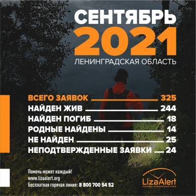 ЛизаАлерт: треть пропавших в сентябре приходится на людей старше 65 лет