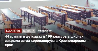 44 группы в детсадах и 199 классов в школах закрыли из-за коронавируса в Краснодарском крае