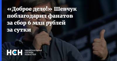 «Доброе дело!» Шевчук поблагодарил фанатов за сбор 6 млн рублей за сутки