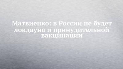 Матвиенко: в России не будет локдауна и принудительной вакцинации