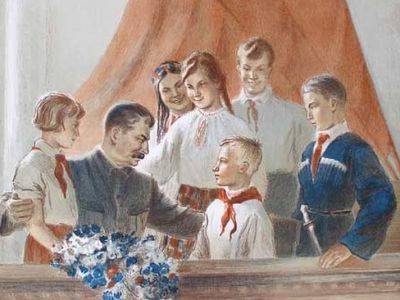В красноярской школе День учителя отметили под портретом Сталина